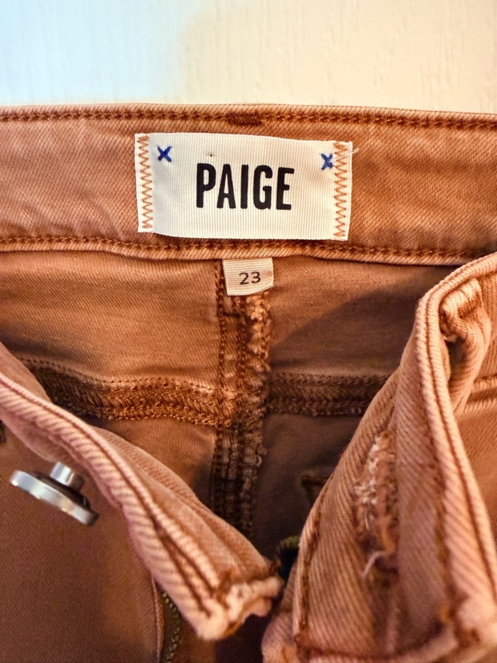 Paige Cargo Skinny Pants Brown Tan High Rise Size 23 - Picture 7 of 9